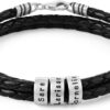 MyNameNecklace Rochas Jewelry - Personalized Navigator Braided Leather Bracelet for Men, Him with Custom Beads - Engraved Gift