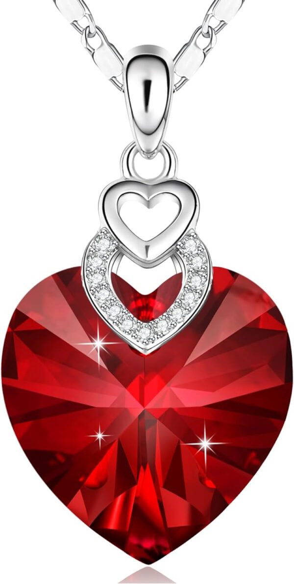 PLATO H 3 Heart Crystal Necklace for Women Gifts for her Pendant Crystal Jewelry Necklace for Girl Wedding Gifts for Anniversary