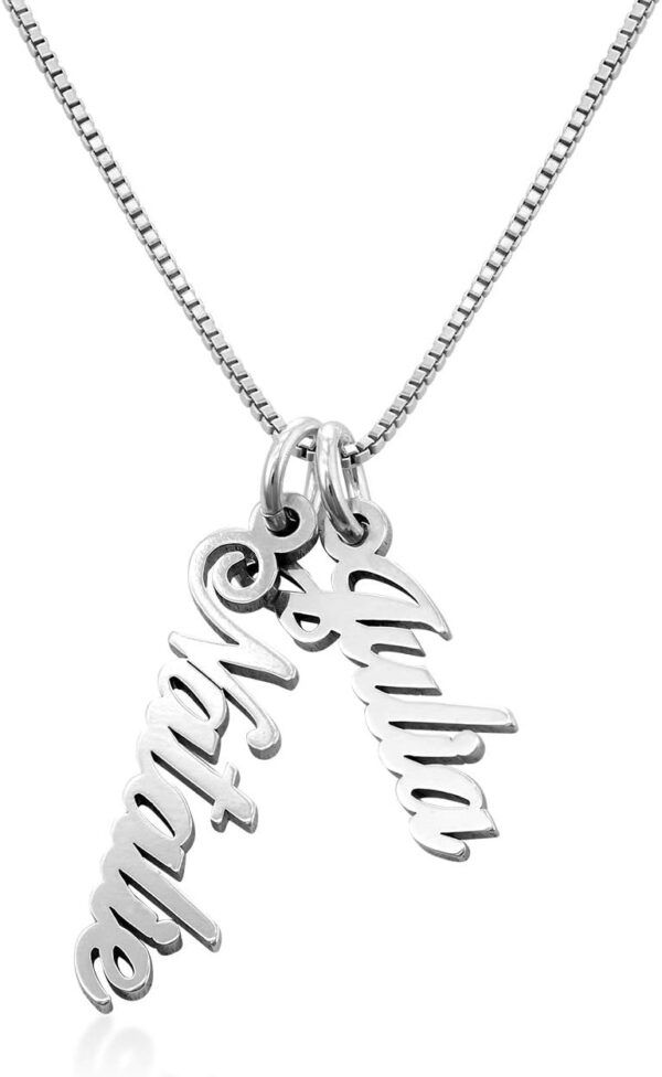 Rochas Jewelry - Personalized Vertical Name Necklace in Sterling Silver 925 or Gold Plating - Custom Jewelry Christmas Gift for