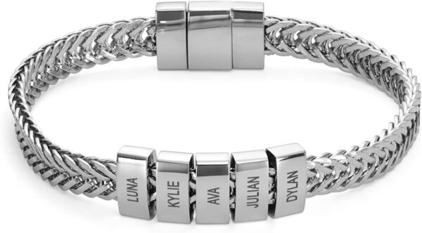Rochas Jewelry - Personalized Elements Beads Braided Bracelet - With Up to 5 Custom Inscriptions - Stainless Steel - Designer 10 Product image