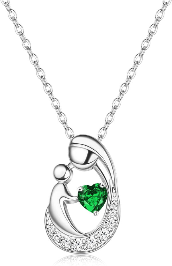 Mother's Day Gifts S925 Sterling Silver Mother Daughter Necklaces 18K White Gold Filled Mom and Child Heart