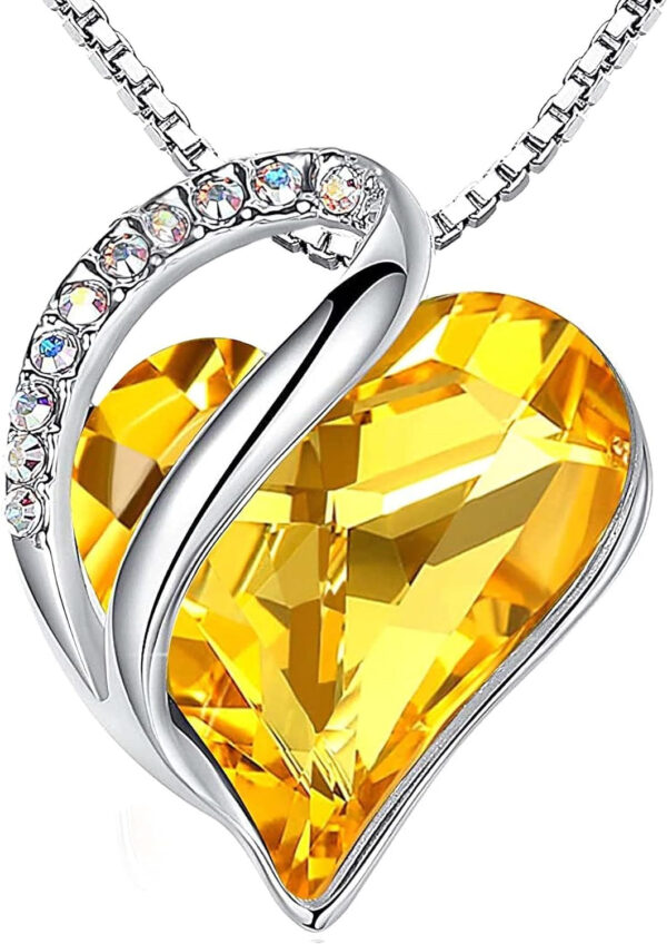 Leafael Necklaces for Women, Infinity Love Heart Pendant with Birthstone Crystals, Jewelry Gifts for Wife, Silver Plated 18 + 2