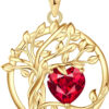 Tree of life Birthstone Necklaces for Women Fine Jewelry Sterling Silver Yellow Gold Plated Pendant Necklace Anniversary