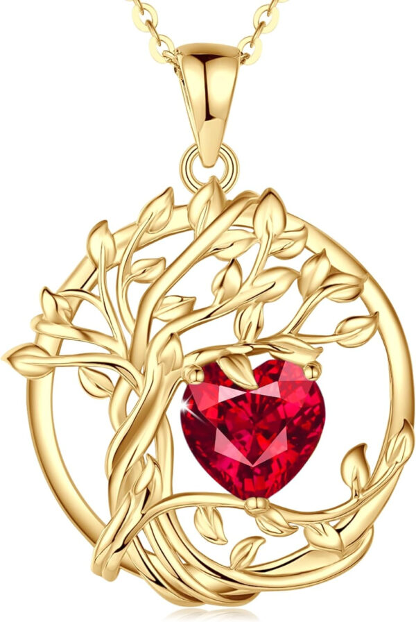 Tree of life Birthstone Necklaces for Women Fine Jewelry Sterling Silver Yellow Gold Plated Pendant Necklace Anniversary