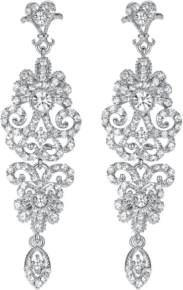 mecresh Gold/Silver Rhinestone Chandelier Wedding Bridal Dangle Earrings