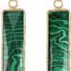 Rochas Jewelry Beautiful Green Rectangular Malachite Gold-Plated Silver Dangle Earrings | Bohemian Inspired Earrings for Women