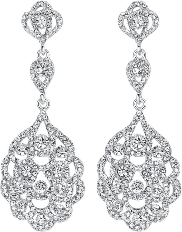 mecresh Wedding Teardrop Dangle Earrings Crystal Rhinestone Beaded Chandelier Earrings for Brides Gold