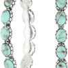 Rochas Jewelry Silver-Tone and Faux Turquoise Hoop Earrings