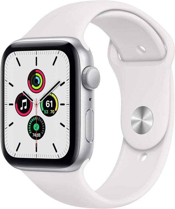 Apple Watch SE (GPS, 44mm) - Silver Aluminum Case with White Sport Band (Renewed) 5 Product image