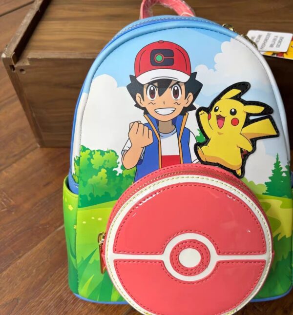 Loungefly Pokemon Ash Ketchum and Pikachu Womens Double Strap Shoulder Bag Purse, Red, Medium, Casual 1 Product image