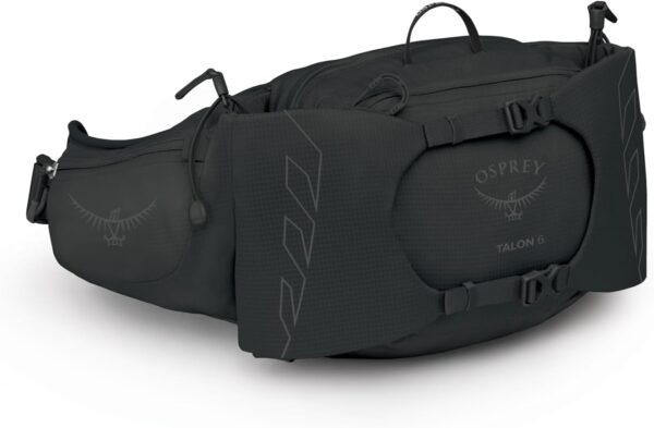 Osprey Talon 6L Men's Lumbar Hiking Waist Pack - Fanny Pack with Water Bottle Holders Black/Coal Grey