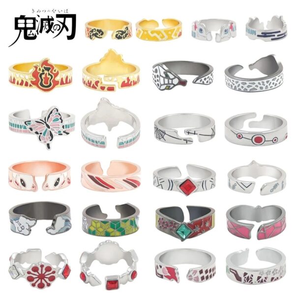 Demon Slayer Hashira Character Ring Collection - 20pc Adjustable Enamel Rings Rengoku, Shinobu, & Zenitsu Signature Patterns 9 Product image