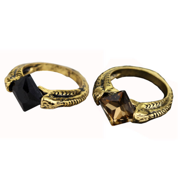 Harry Potter Resurrection Stone Ring - Marvolo Gaunt’s Ring 1:1 Replica: Antique Gold Finish with Black Resurrection Stone – Deathly Hallows Collectible Jewelry 10 Product image