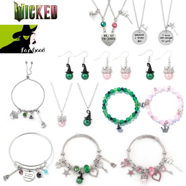 Wicked "For Good" Jewelry Collection | Best Friends Split Heart Necklaces, Witch Hat Earrings, and Beaded Magnetic Bracelets 3 Product image