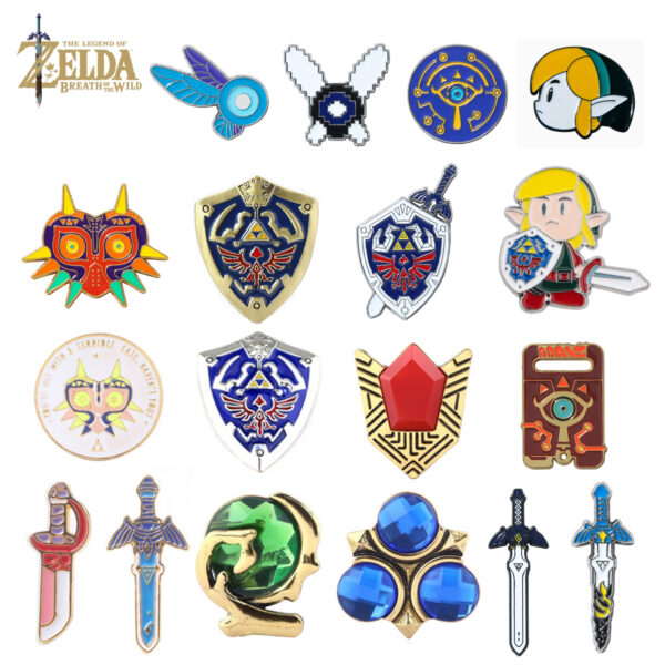 The Legend of Zelda Enamel Pin Set - 16Pcs Collectible Metal Badges Majora’s Mask, Master Sword, Hylian Shield, Sheikah Slate & Spiritual Stones 3 Product image