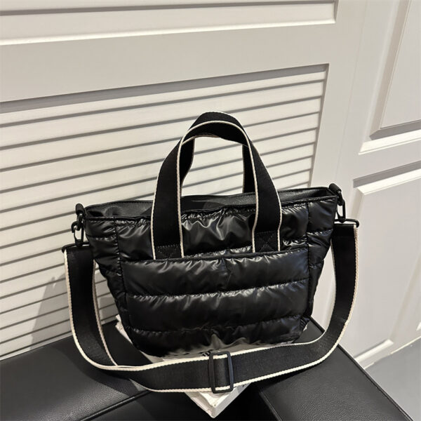 Black SOFTY Fabric polyester Water-Resistant Handbag with Shoulder Strap