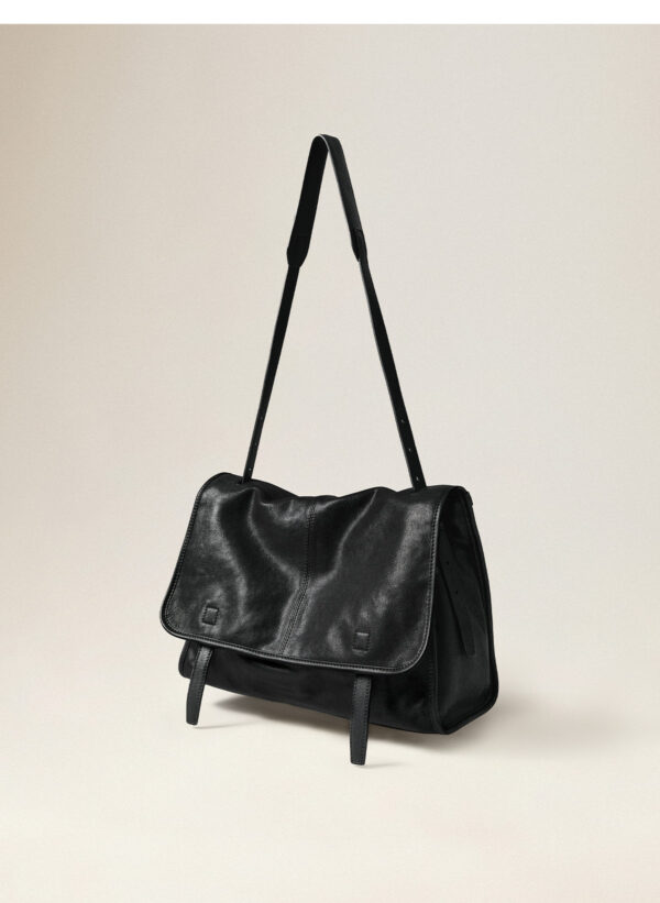 Modern Minimalist Soft-Grain Leather Slouchy Satchel Urban Commuter Messenger Bag 9 Product image